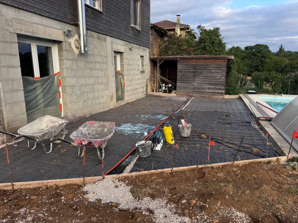 Ferraillage et coffrage avant coulage du béton